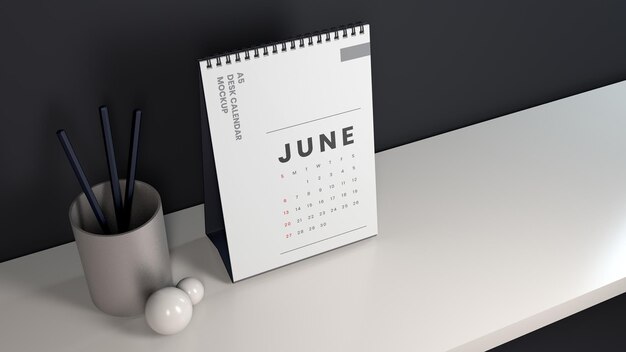 Mockup voor verticale bureaukalender