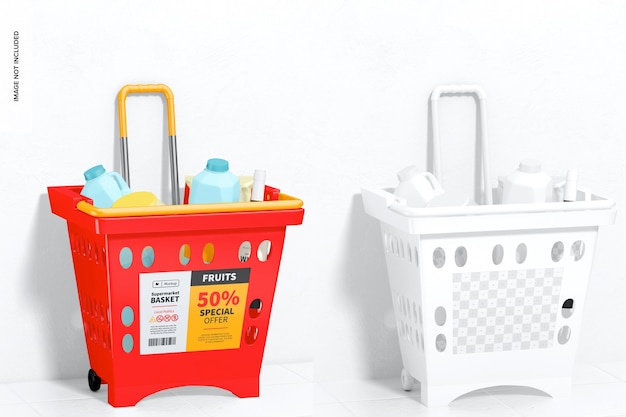 Mockup voor vierkante supermarktmand