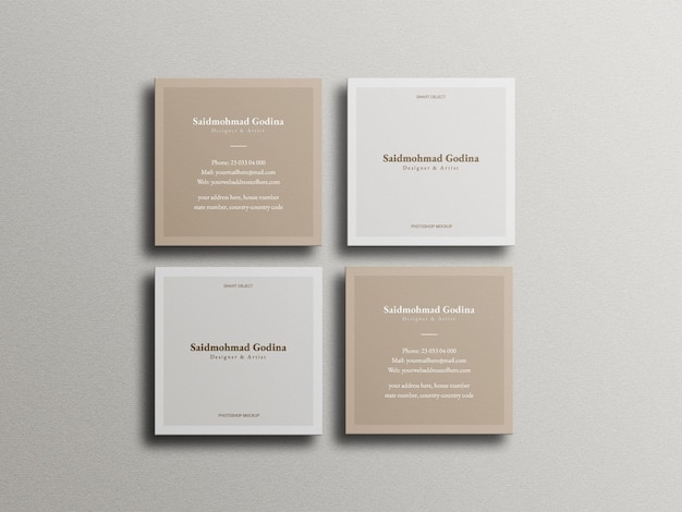 Mockup voor vierkante visitekaartjes
