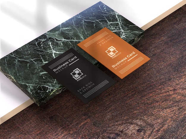 Mockup voor visitekaartjes met marmertextuur