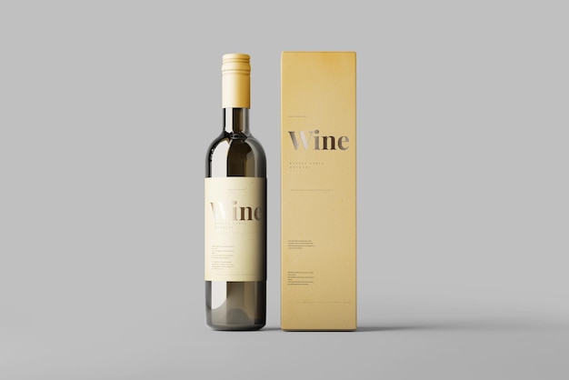Mockup voor wijnfles en doos