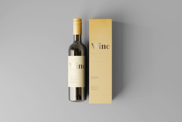 Mockup voor wijnfles en doos