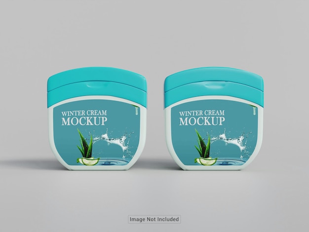 mockup voor wintercrèmepotjes