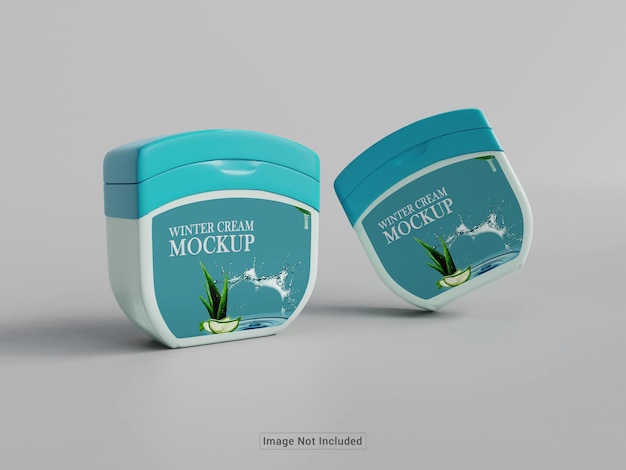 mockup voor wintercrèmepotjes