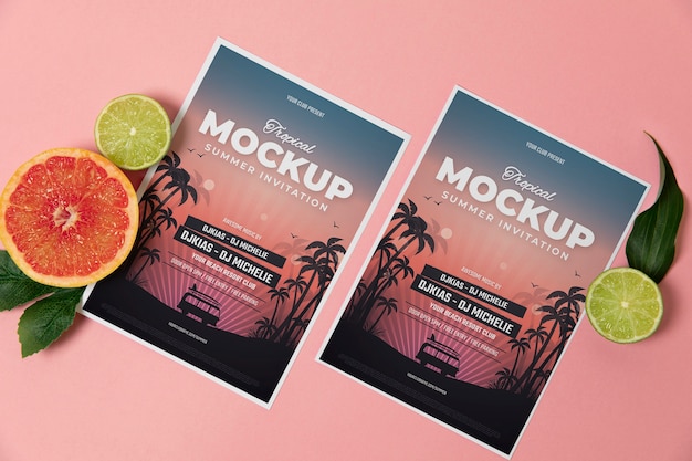 PSD mockup voor zomeruitnodiging met ingrediënten