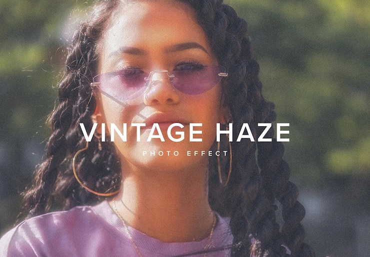 PSD mockup w stylu vintage haze photo effect