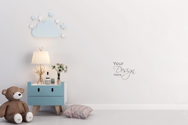mockup wall in the childrens room on white wall background