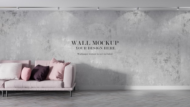 Mockup wall behind pink sofa