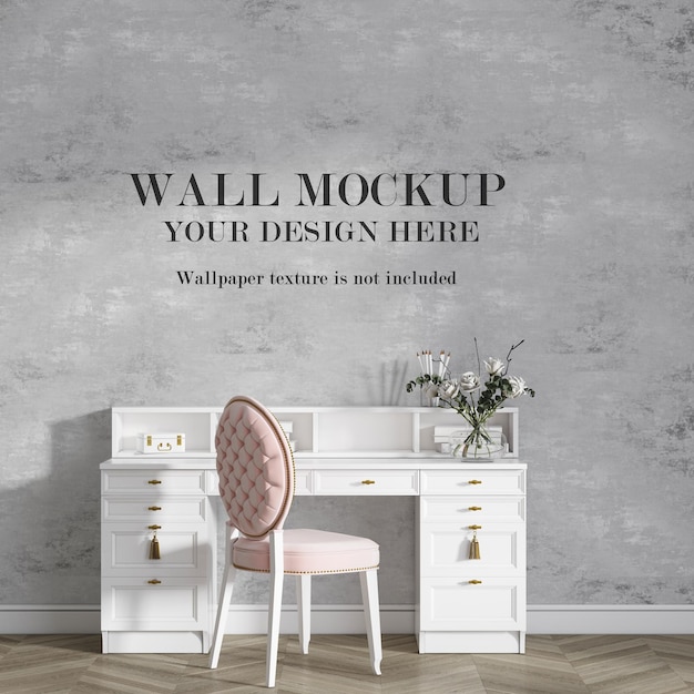 Mockup wall behind white console table