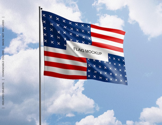 Mockup of waving banner flag concept against the sky