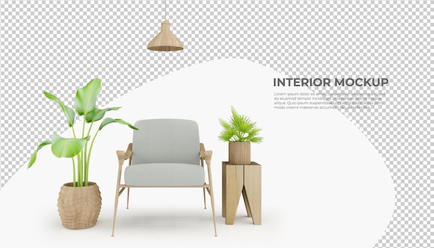 Mockup-weergave van bankinterieurdecoratie