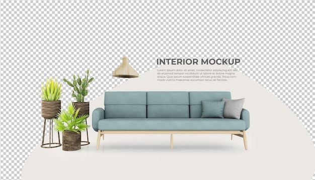 Mockup-weergave van bankinterieurdecoratie