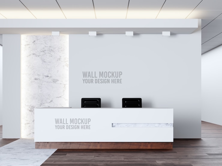 PSD mockup wewnętrznej ściany kliniki medycznej