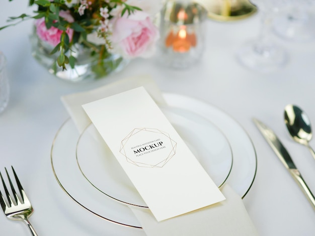 Mockup white blank space card for menu