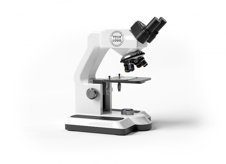 PSD mockup of a white microscope on white 