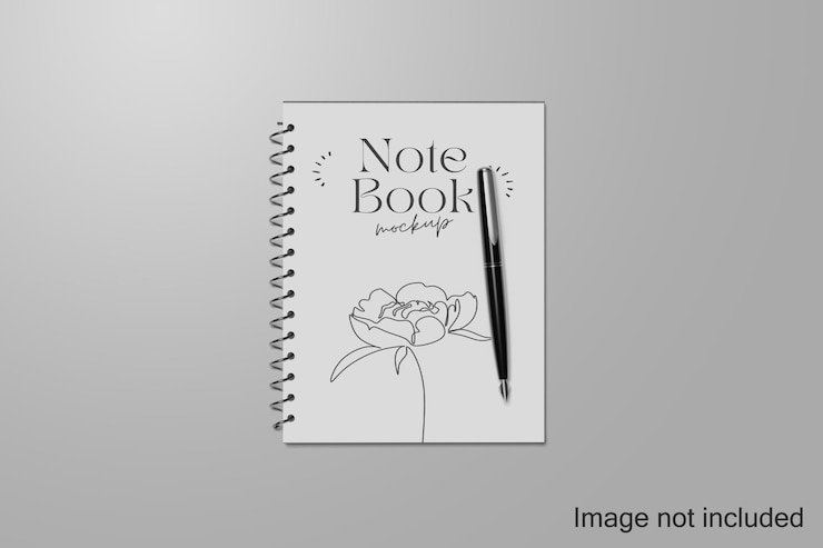 PSD mockup of a white ringed notebook with a hard cover