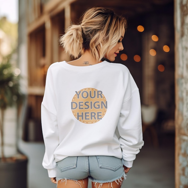 mockup of a white sweatshirt