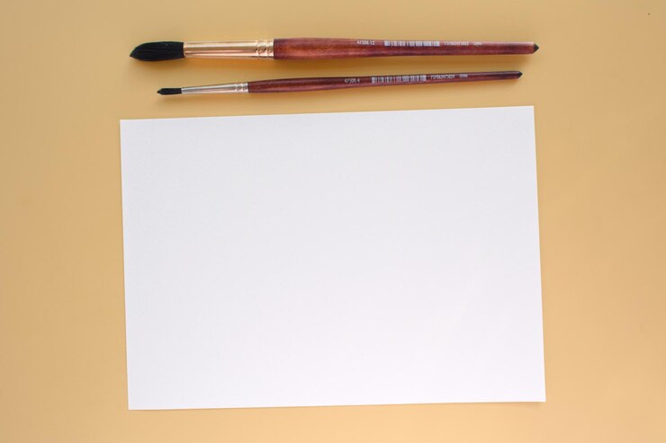 mockup wit papier blank waterverf schilderij met penseel