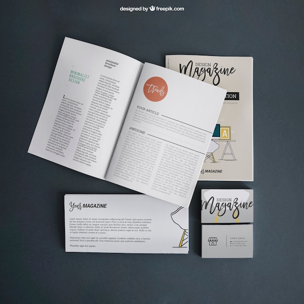 PSD mockup with open brochure