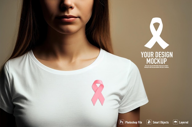 PSD mockup of a woman for cancer day concept