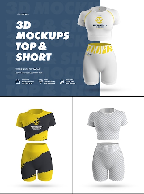 Mockup donna top pantaloncini abbigliamento sportivo