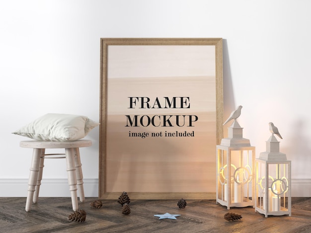 Rendering di progettazione di foto in legno mockup