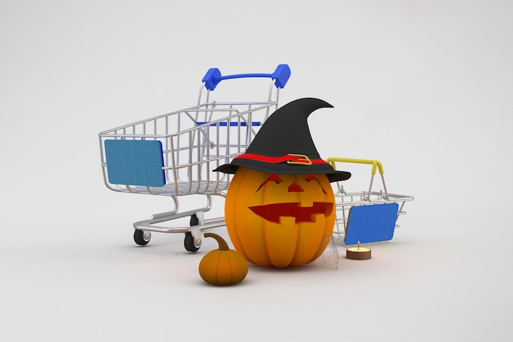 PSD mockup zakupów na halloween