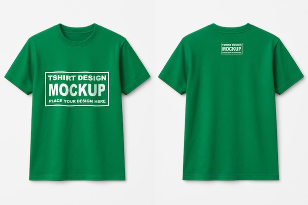 Mockup zielonej koszulki - widok z przodu i z tyłu