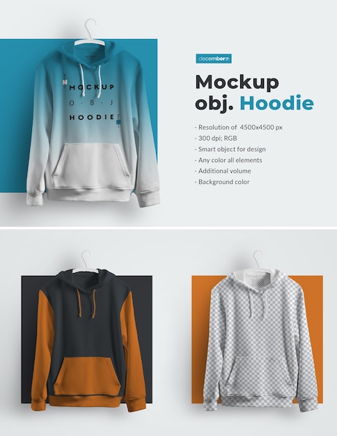 Mockup felpa con cappuccio sui ganci