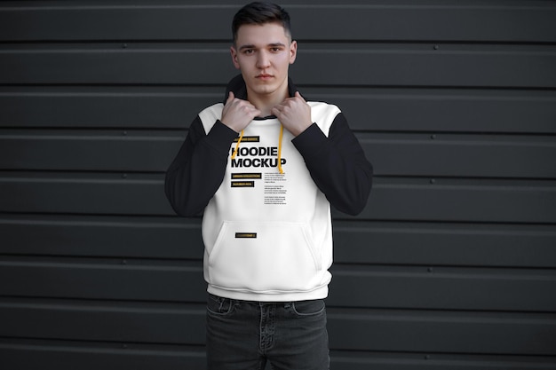 Mockups Hoodie on the Man. Urban Style