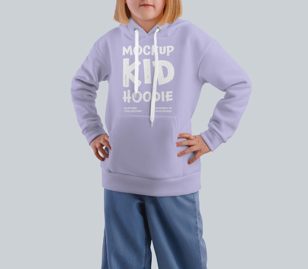 Mockups of a Kids Hoodie on a Girl PSD Editable Mockup