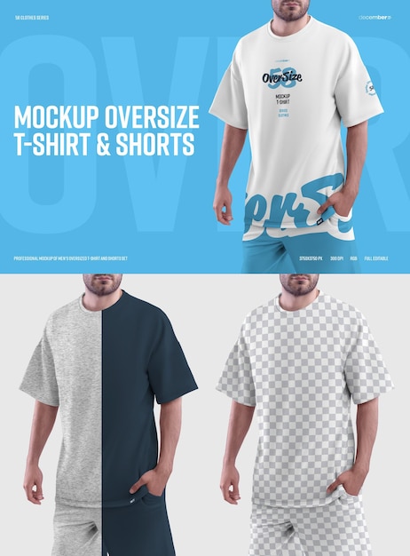 Mockups Oversize T-shirt. Easy in customizing colors all elenents T-shirt, Background
