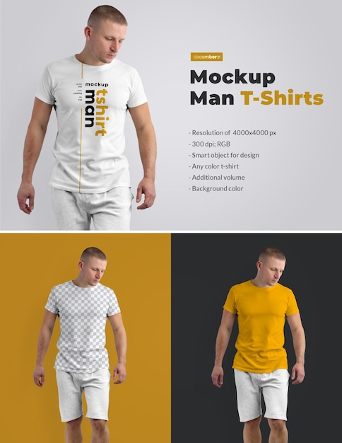 PSD mockups t-shirts on the man