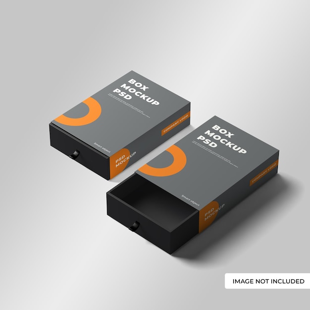 Mockups of two square slide boxes