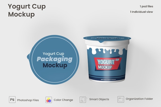 Mockups van yoghurtbekers premium psd