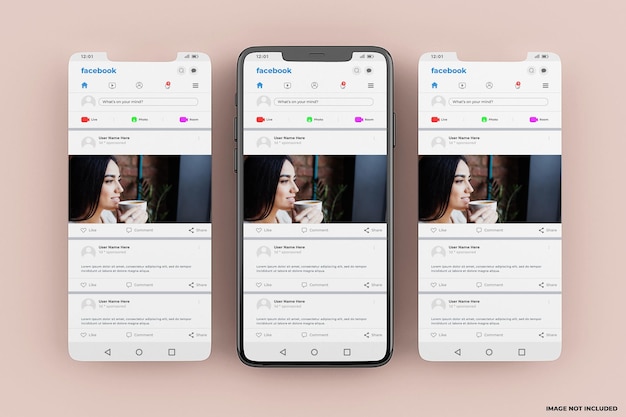 Mockupsjabloon voor mobiele facebook-interface