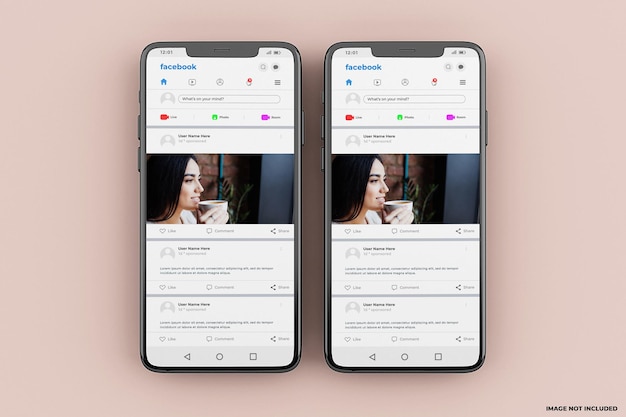 Mockupsjabloon voor mobiele facebook-interface