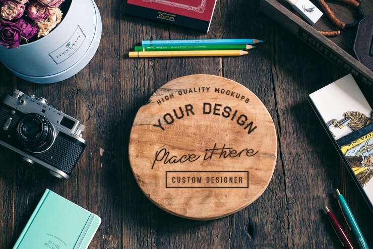 PSD mockupy promocyjne woodbone