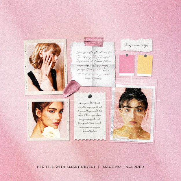 Moda Zdjęcia Papier Film Ramka Pastelowy Kolaż Moodboard Makieta