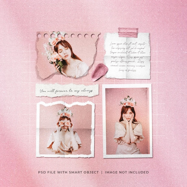 Moda Zdjęcia Papier Film Ramka Pastelowy Kolaż Moodboard Makieta