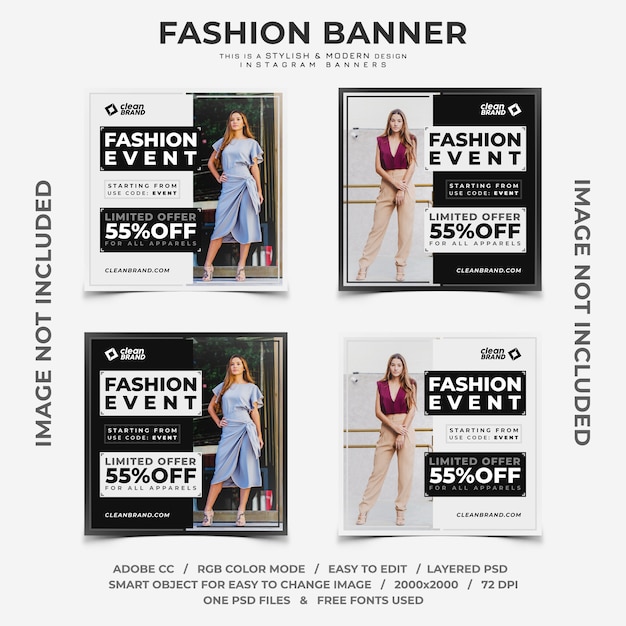 Mode evenement kortingen instagram banners