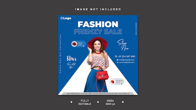 Mode frenzy verkoop social media poster sjabloon