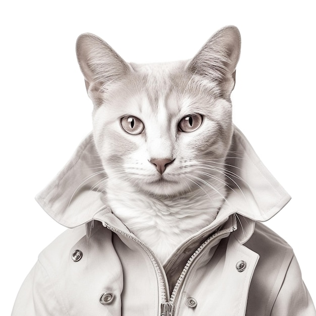 PSD mode kattenportret geïsoleerd op transparante achtergrond gemaakt met generatieve ai
