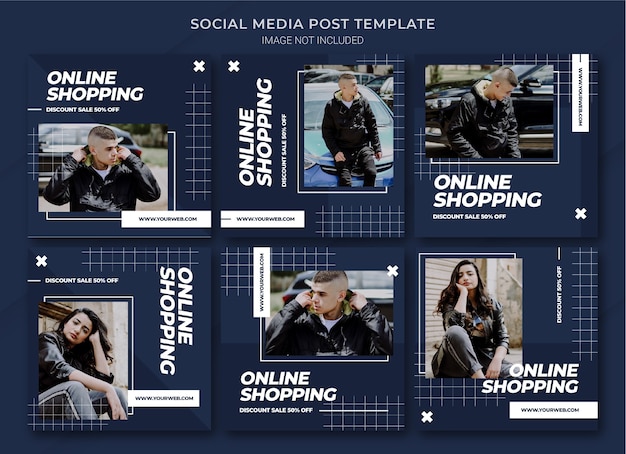Mode online winkelen instagram postbundelsjabloon