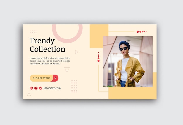 Mode trendy social media banner poster sjabloonontwerp premium psd 2022