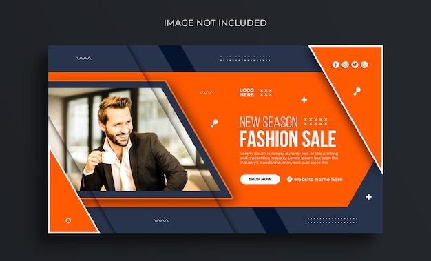 Mode verkoop eenvoudige horizontale webbanner of social media postsjabloon
