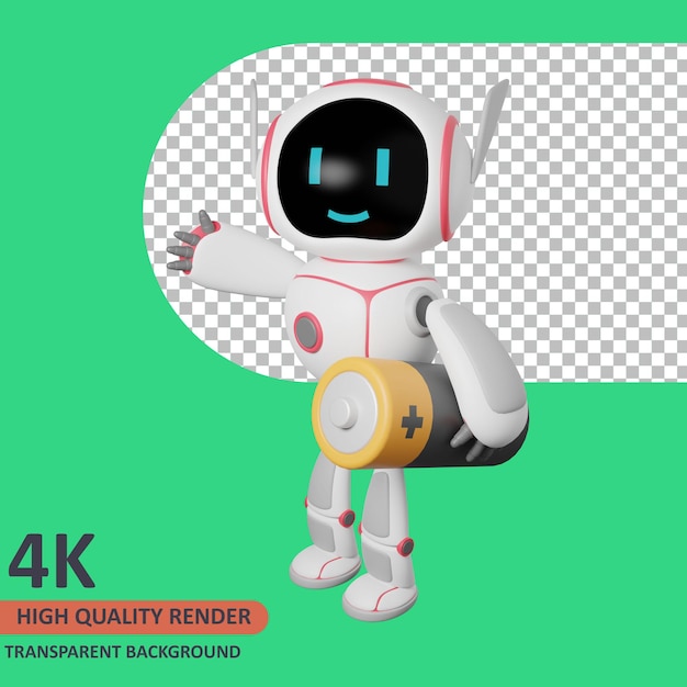Model 3d Renderujący Robota Niesie Baterię