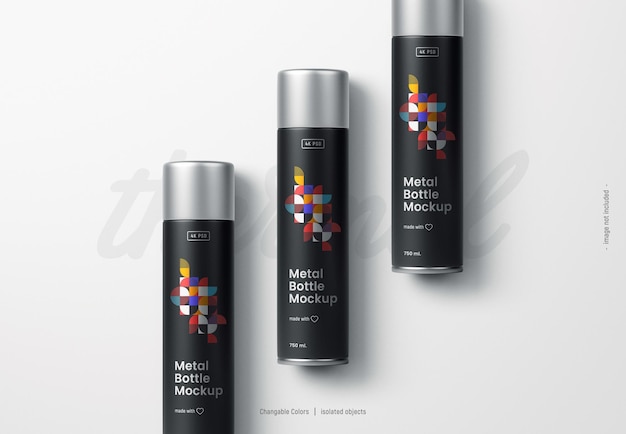 Model butelek metalowych z góry