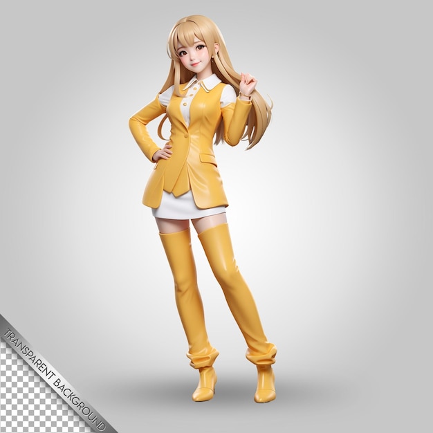PSD model dziewczyny pozującej z białą koszulką i żółtymi butami