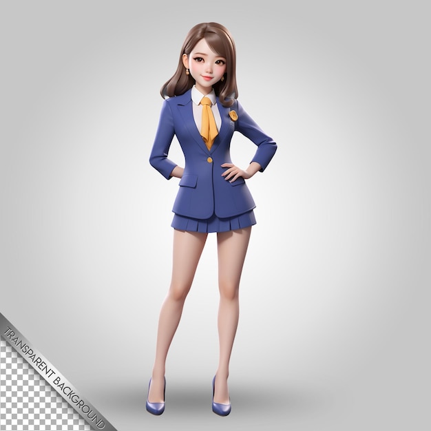 PSD a model of a girl in a blue suit and tie